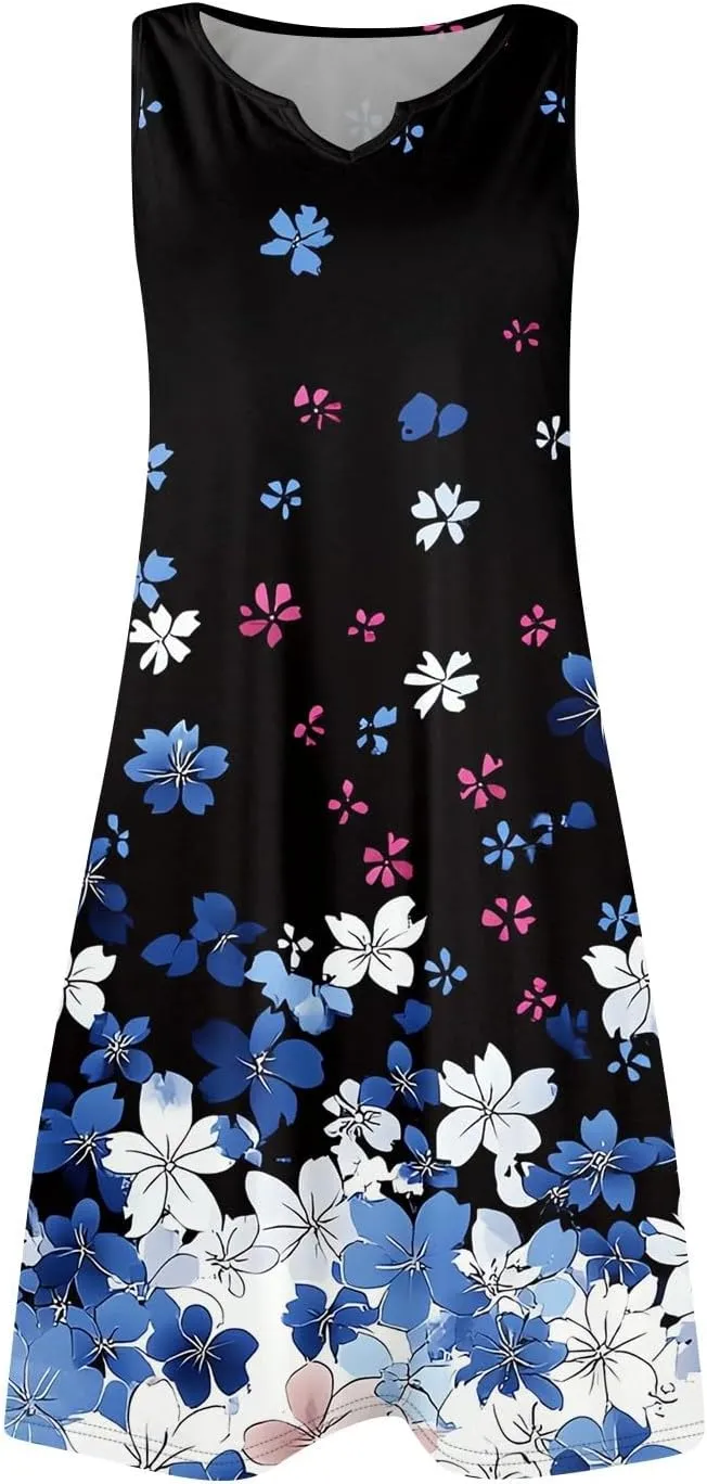 Summer Beach Vacation Clothes Spring Dresses for Women 2025 Sleeveless V Neck Loose Casual Sundresses
