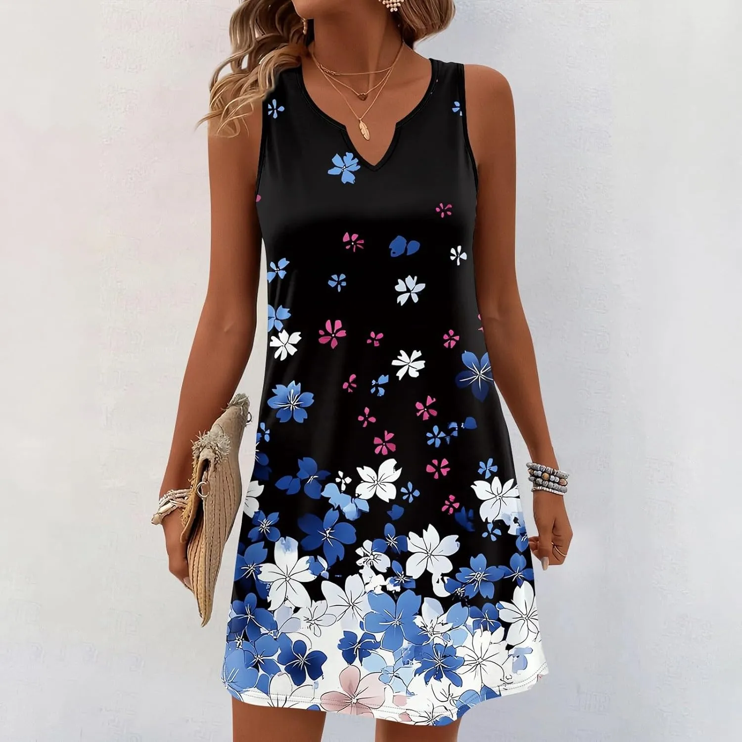 Summer Beach Vacation Clothes Spring Dresses for Women 2025 Sleeveless V Neck Loose Casual Sundresses