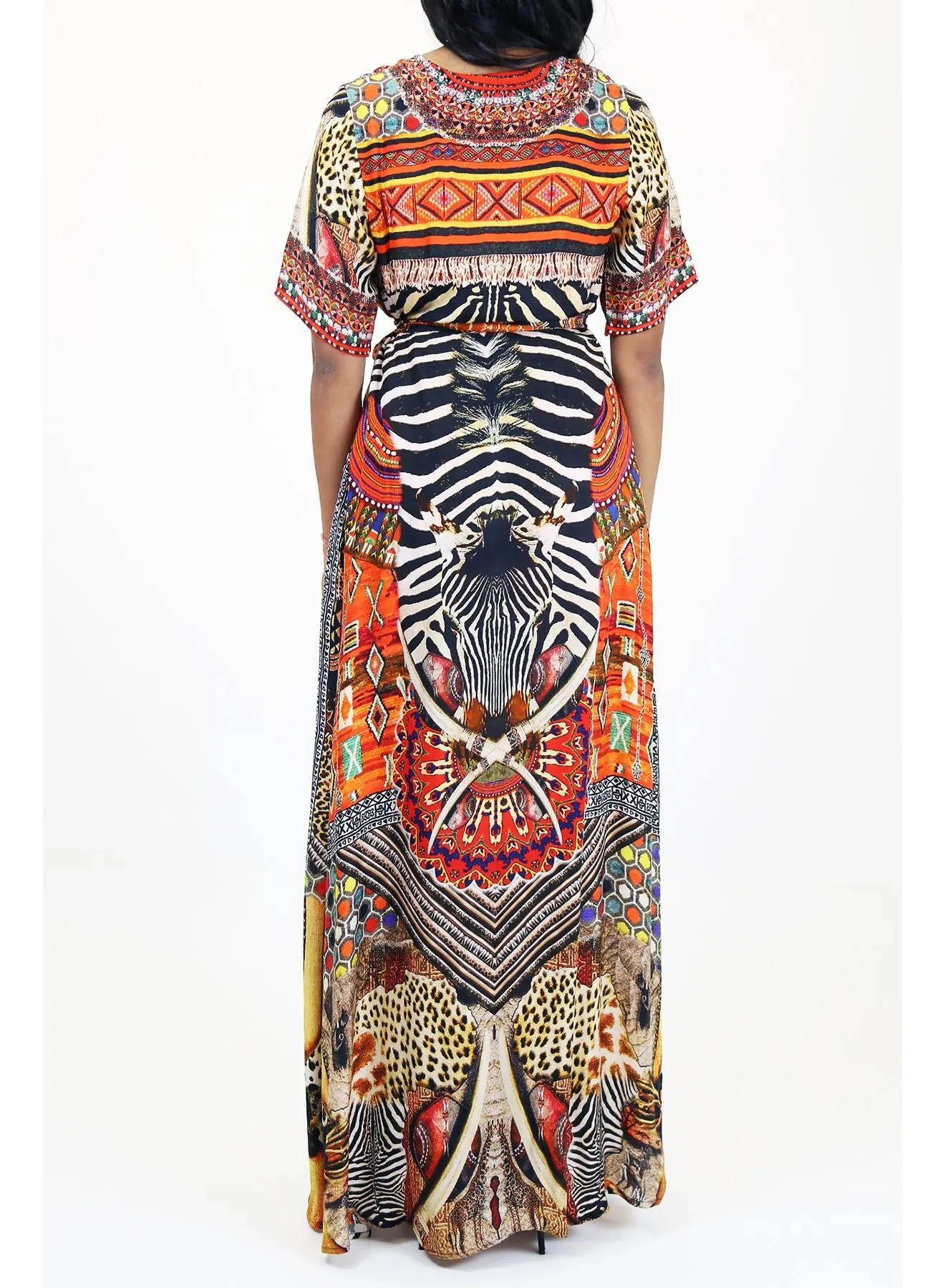 Sunset Orange Wrap Maxi Dress
