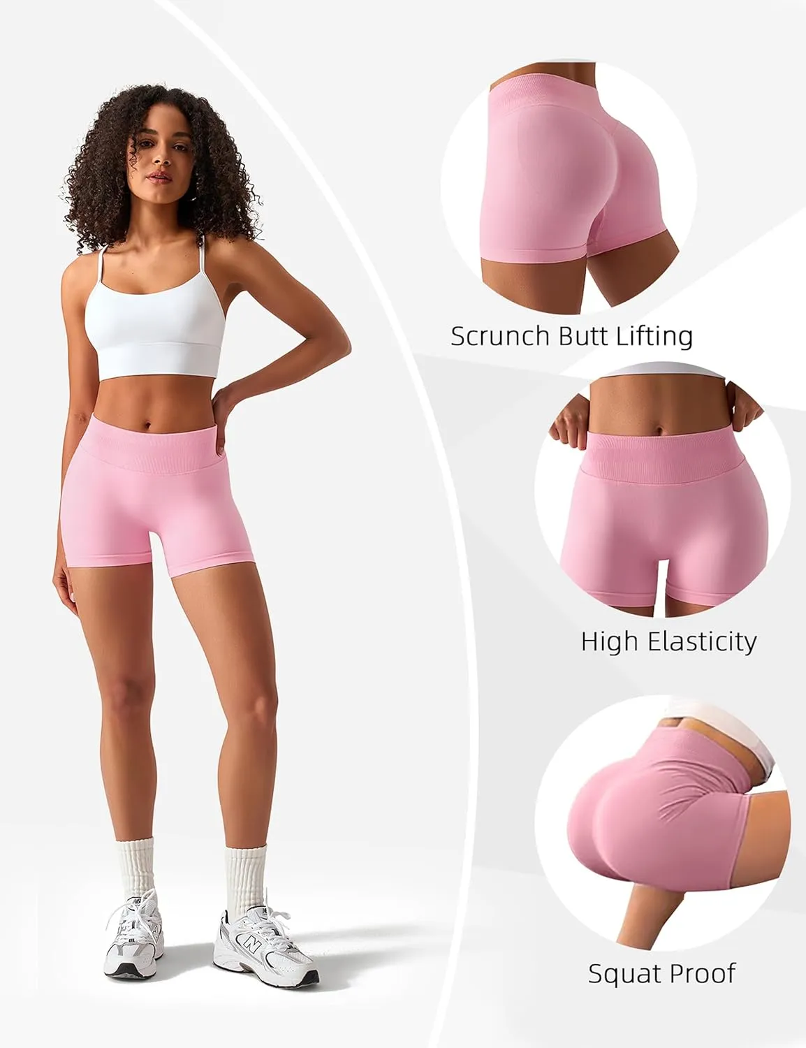 TDIFFUN Workout Shorts for Women 3 Pack Seamless Scrunch Butt Lifting Gym Impact Shorts Yoga Biker Booty Athletic Shorts