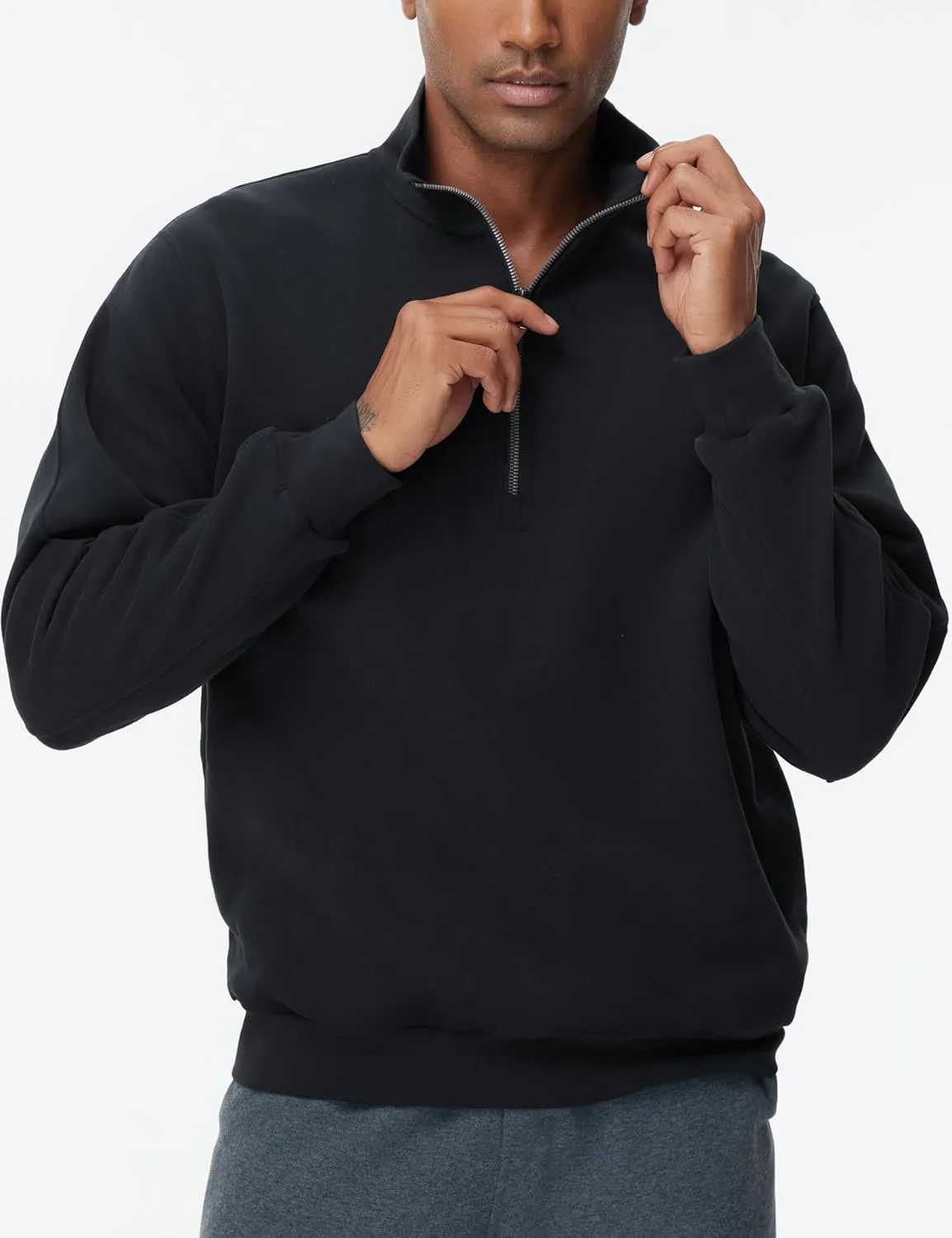 THE GYM PEOPLE Men's Half Zip Fleece Pullover Sweatshirts Midweight Mock Neck Workout Sweat Tops