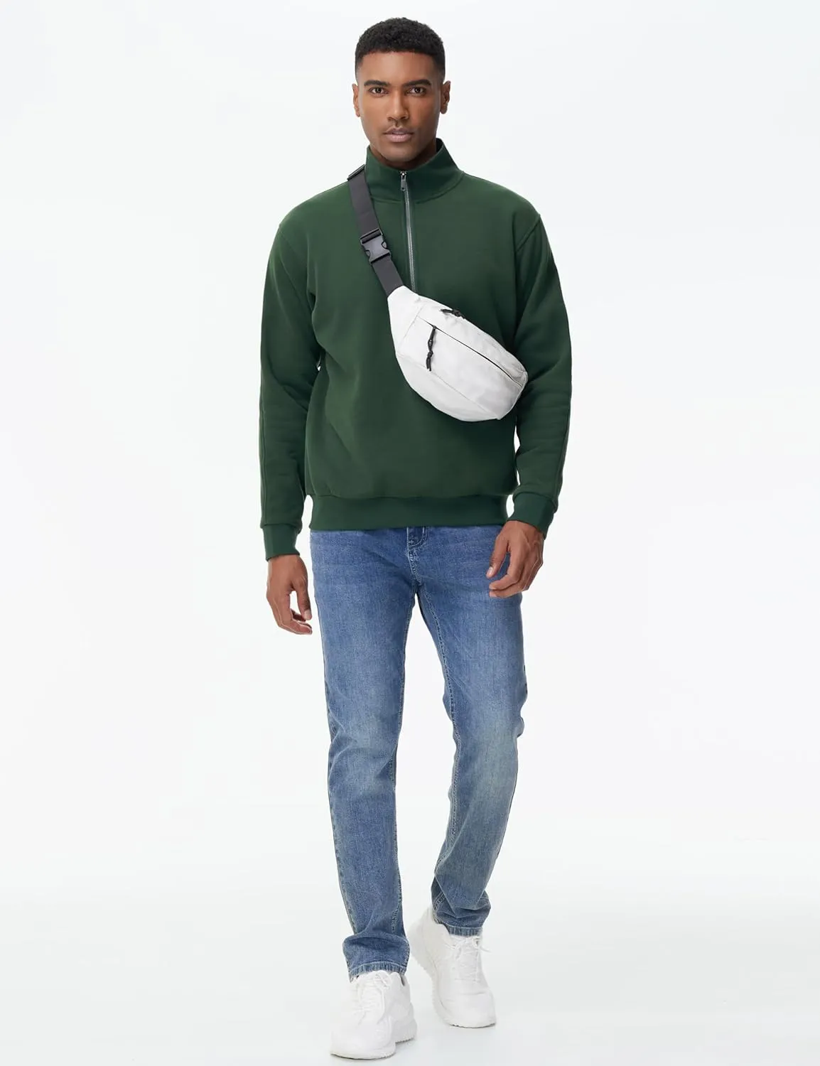 THE GYM PEOPLE Men's Half Zip Fleece Pullover Sweatshirts Midweight Mock Neck Workout Sweat Tops
