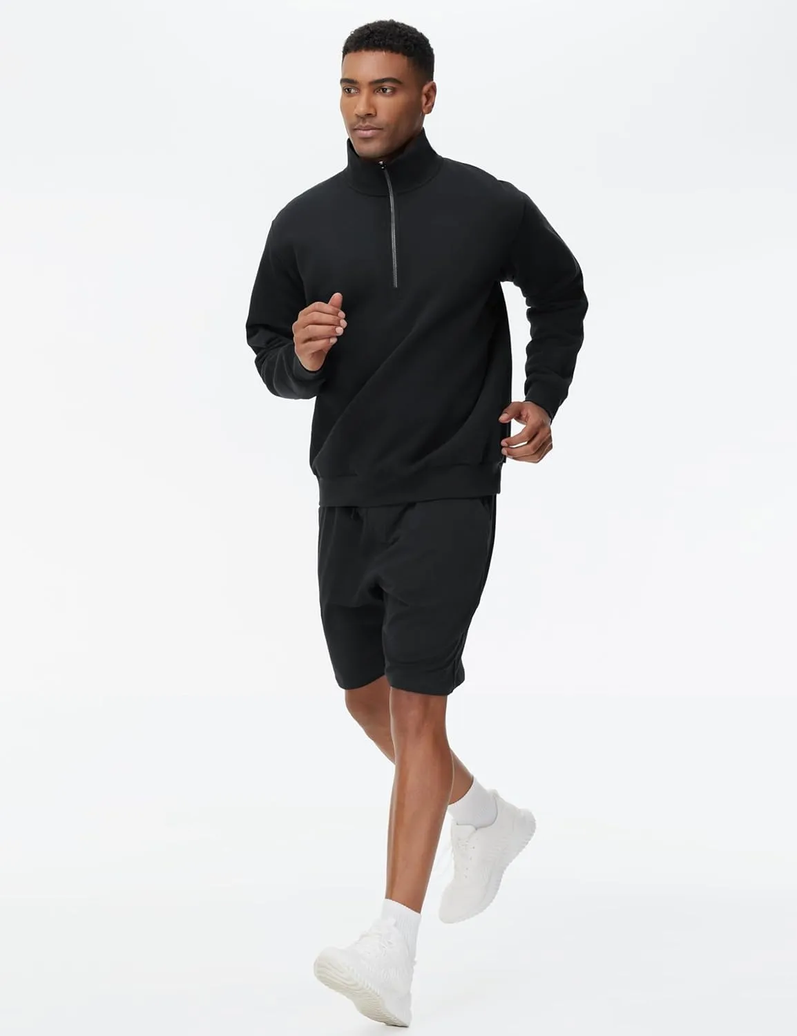 THE GYM PEOPLE Men's Half Zip Fleece Pullover Sweatshirts Midweight Mock Neck Workout Sweat Tops