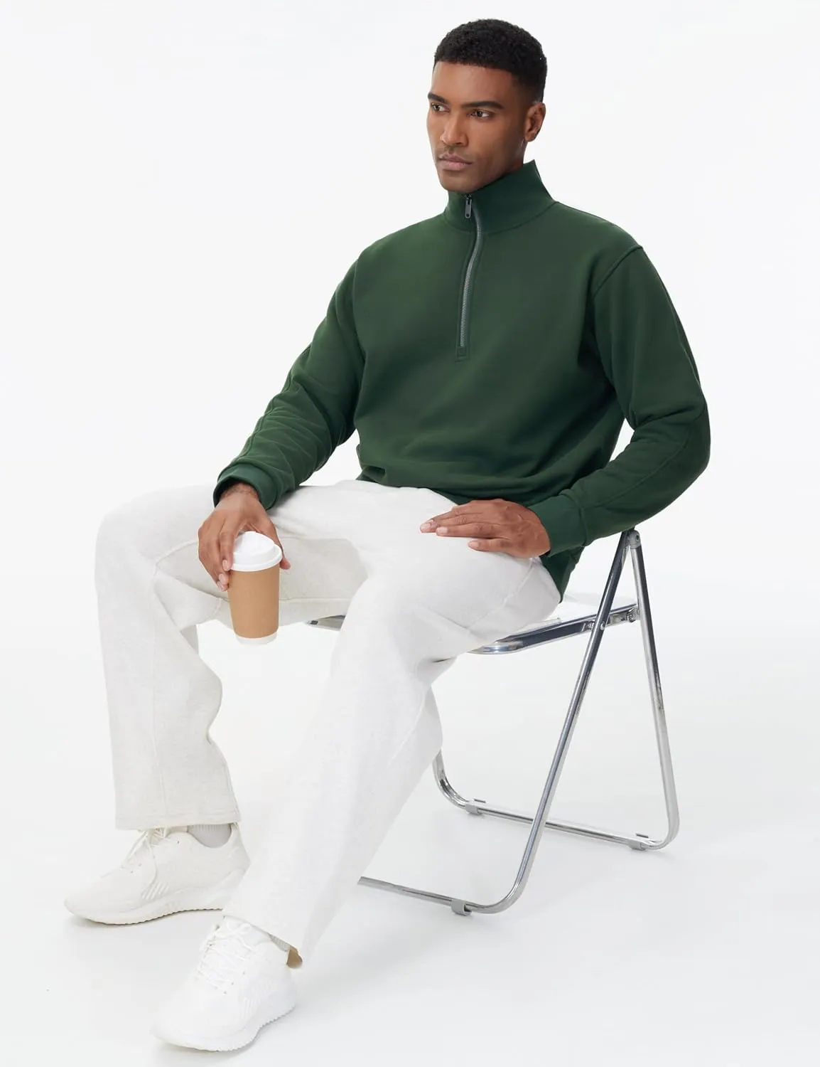 THE GYM PEOPLE Men's Half Zip Fleece Pullover Sweatshirts Midweight Mock Neck Workout Sweat Tops