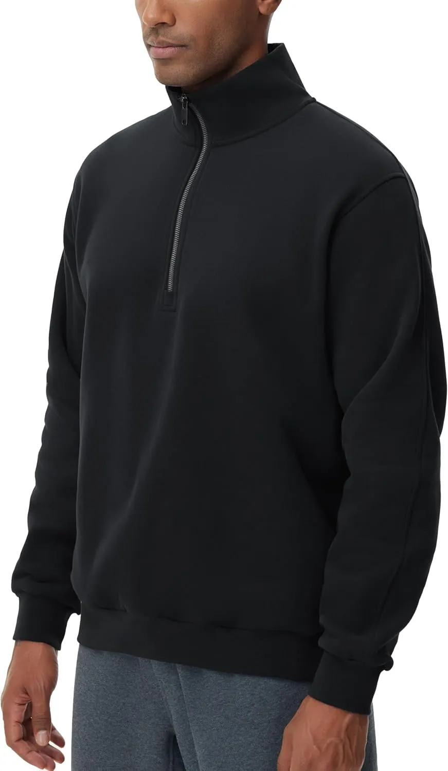 THE GYM PEOPLE Men's Half Zip Fleece Pullover Sweatshirts Midweight Mock Neck Workout Sweat Tops
