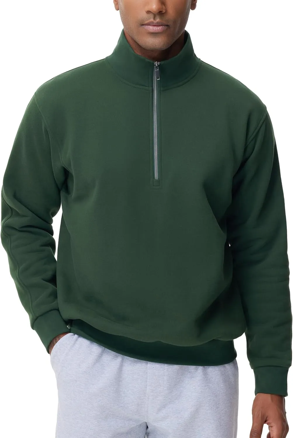 THE GYM PEOPLE Men's Half Zip Fleece Pullover Sweatshirts Midweight Mock Neck Workout Sweat Tops