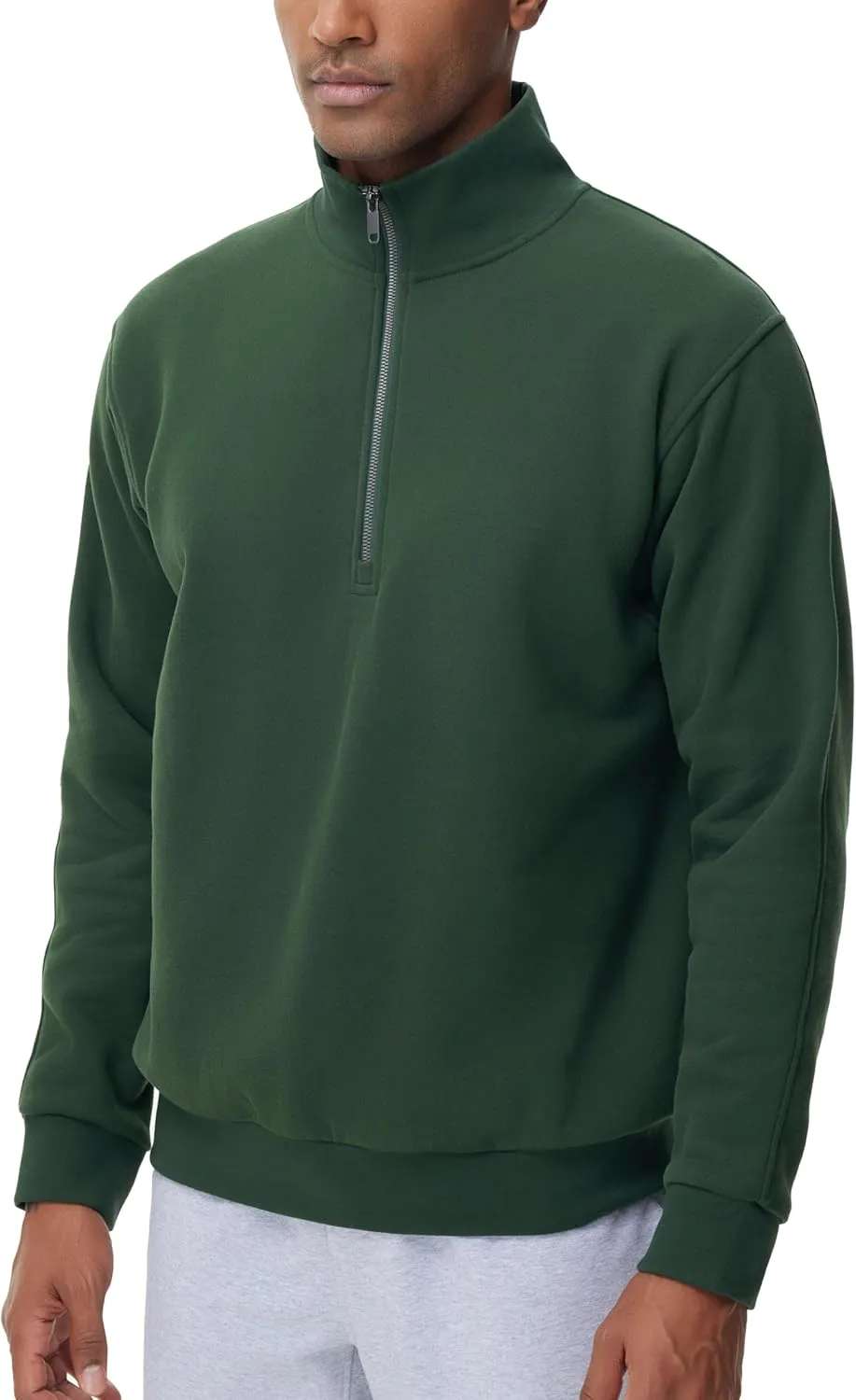 THE GYM PEOPLE Men's Half Zip Fleece Pullover Sweatshirts Midweight Mock Neck Workout Sweat Tops