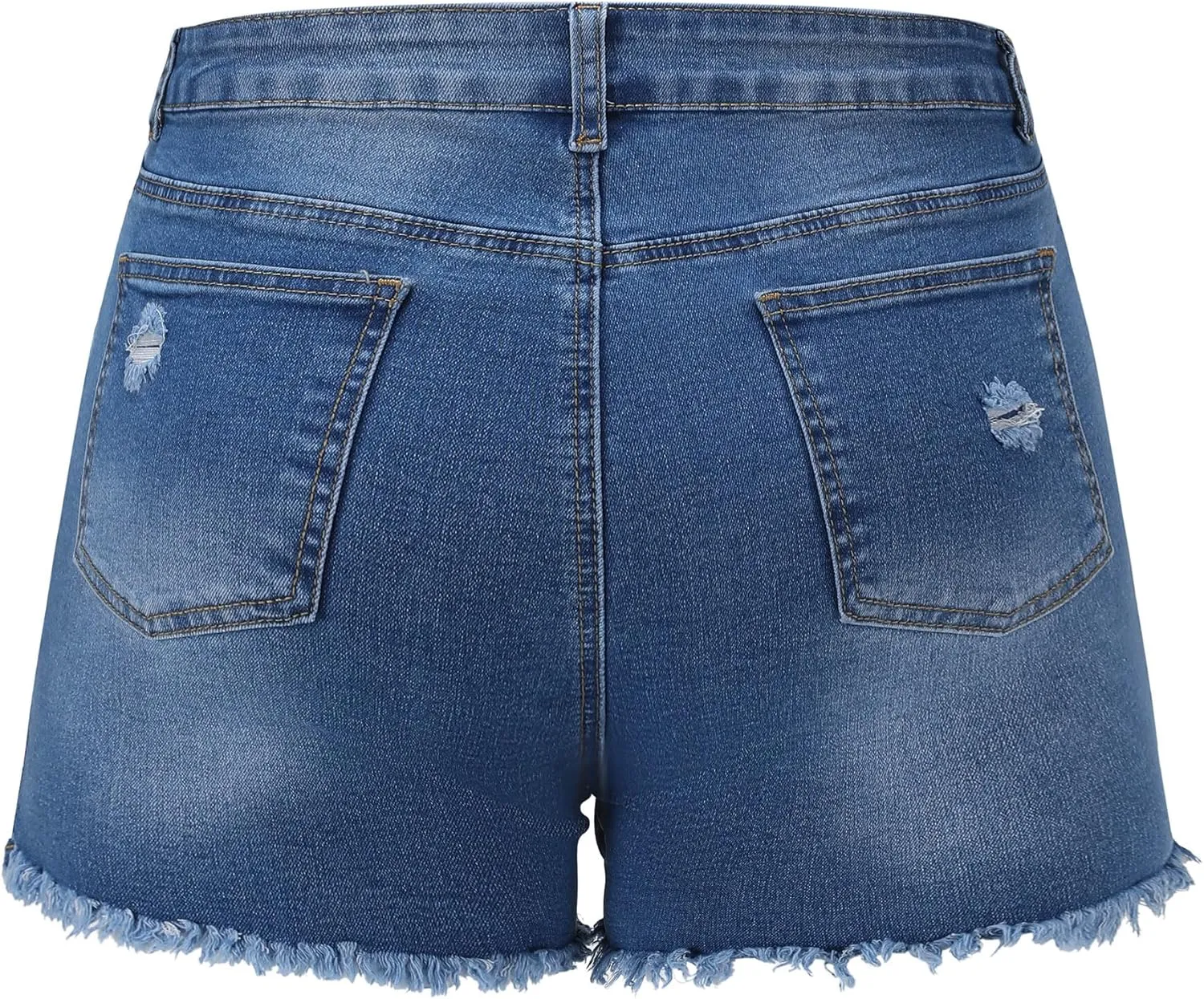 THUNDER STAR Stretchy Jean Shorts for Women Mid Rise Distressed Denim Shorts Ripped Casual Summer Shorts