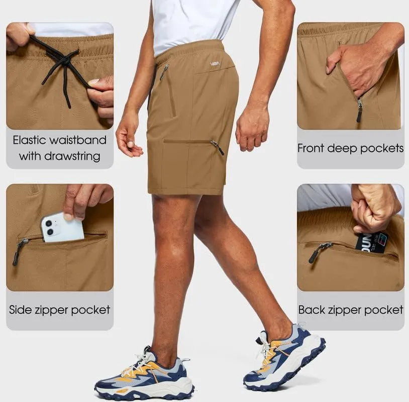 Viodia Men's Hiking Cargo Shorts Stretch Quick Dry Lightweight Shorts for Men Fishing Athletic Shorts with Pockets
