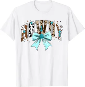 Western Texas Howdy Western Turquoise Coquette Bow Cowgirl T-Shirt