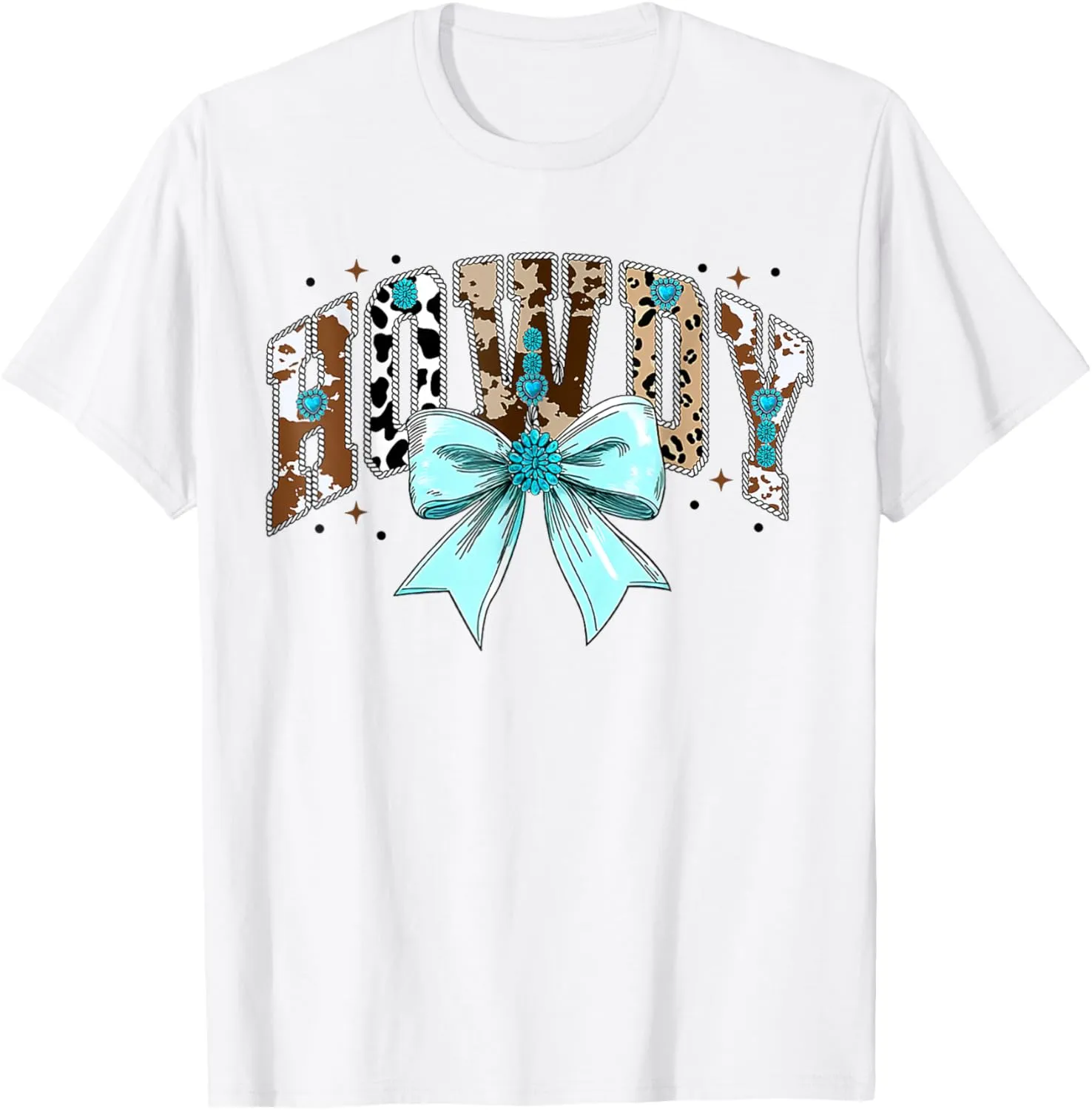 Western Texas Howdy Western Turquoise Coquette Bow Cowgirl T-Shirt