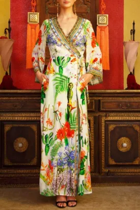 White Women's Long Sleeve Wrap Dress
