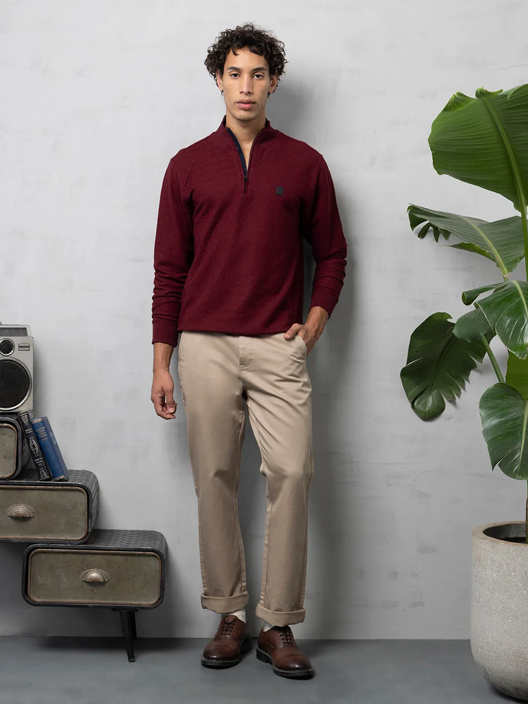 Wine zipper sweatshirt