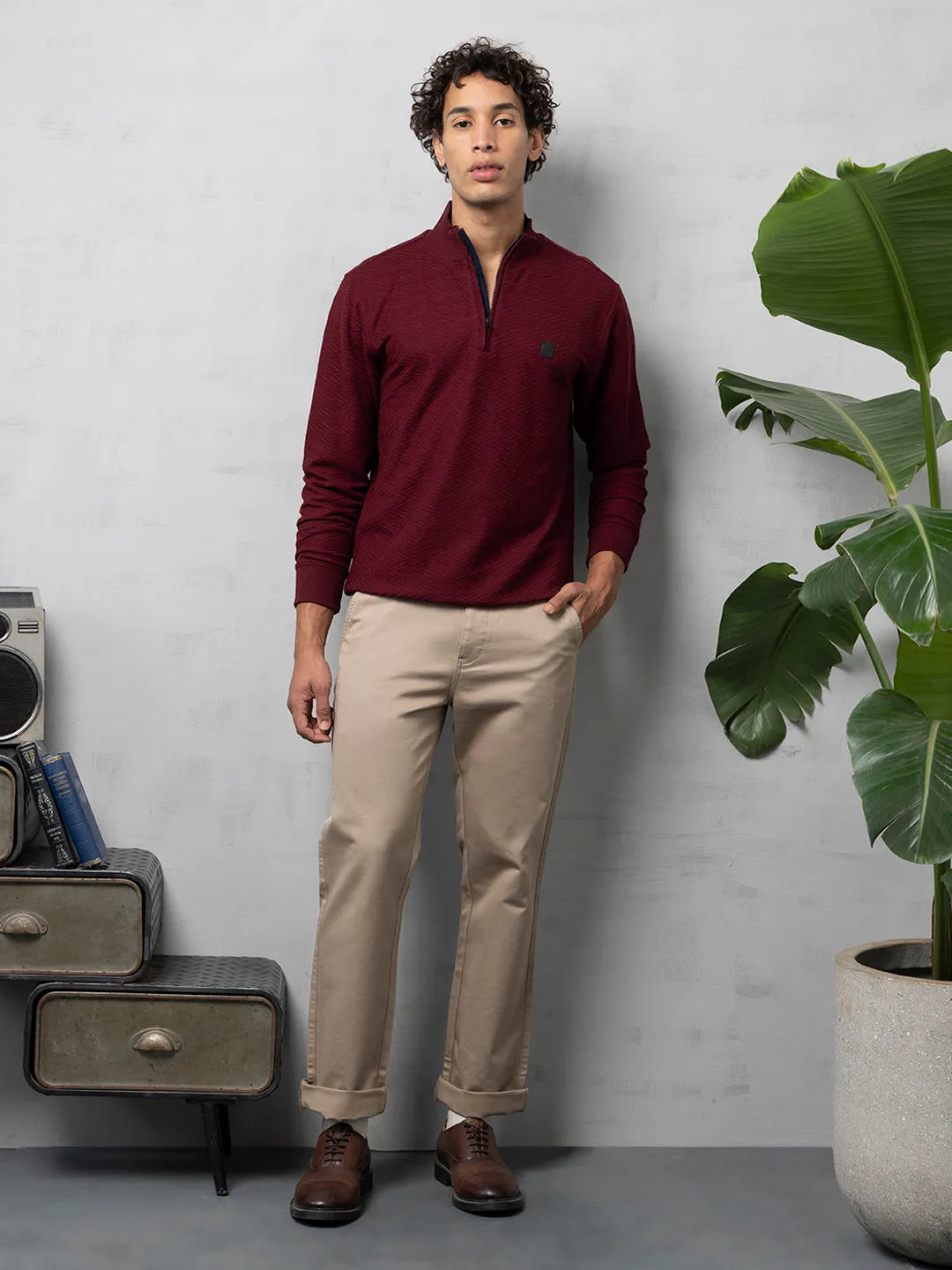 Wine zipper sweatshirt