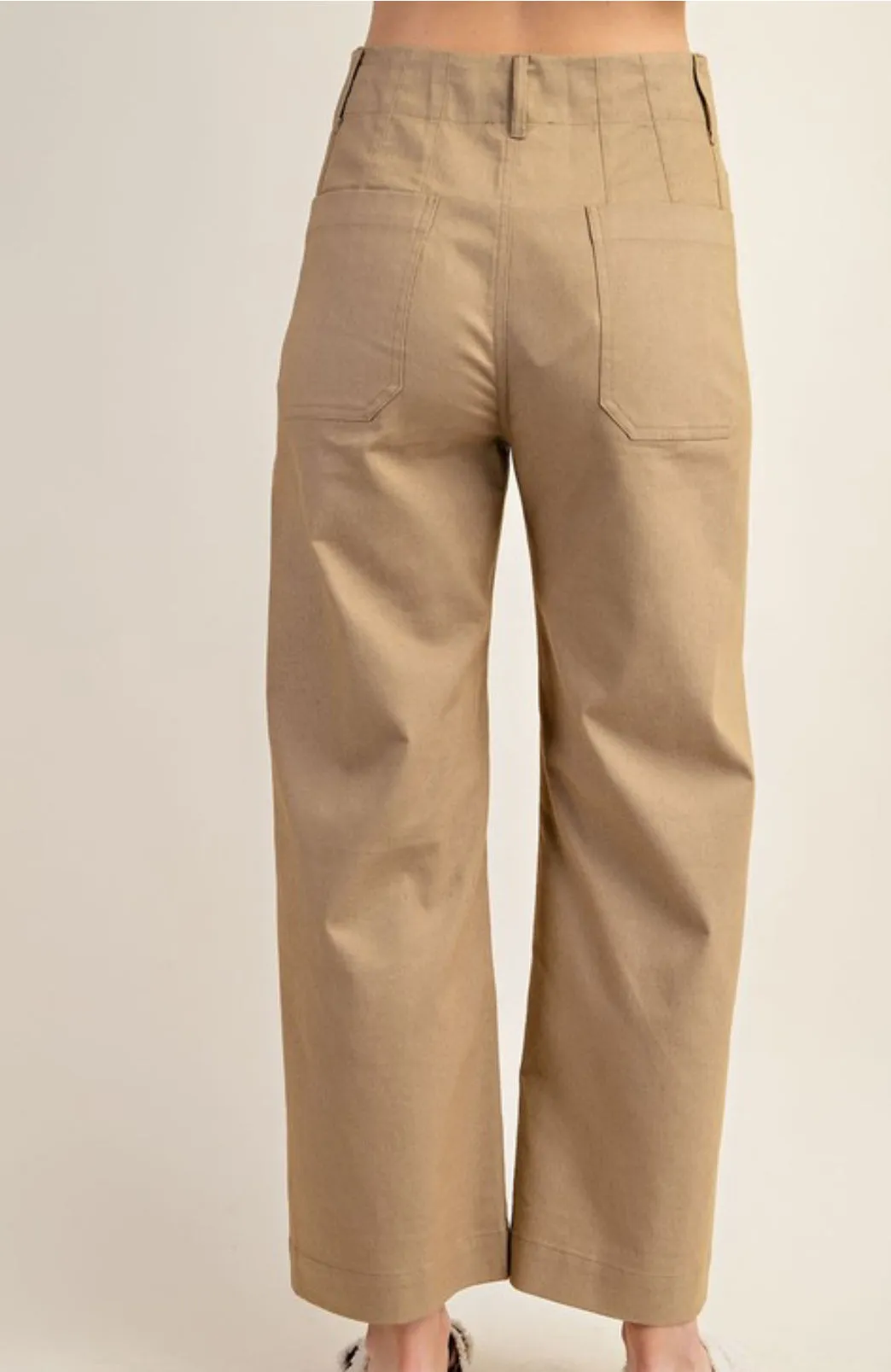 Women Ankle Cropped Summer Pants/Khaki-TG1175