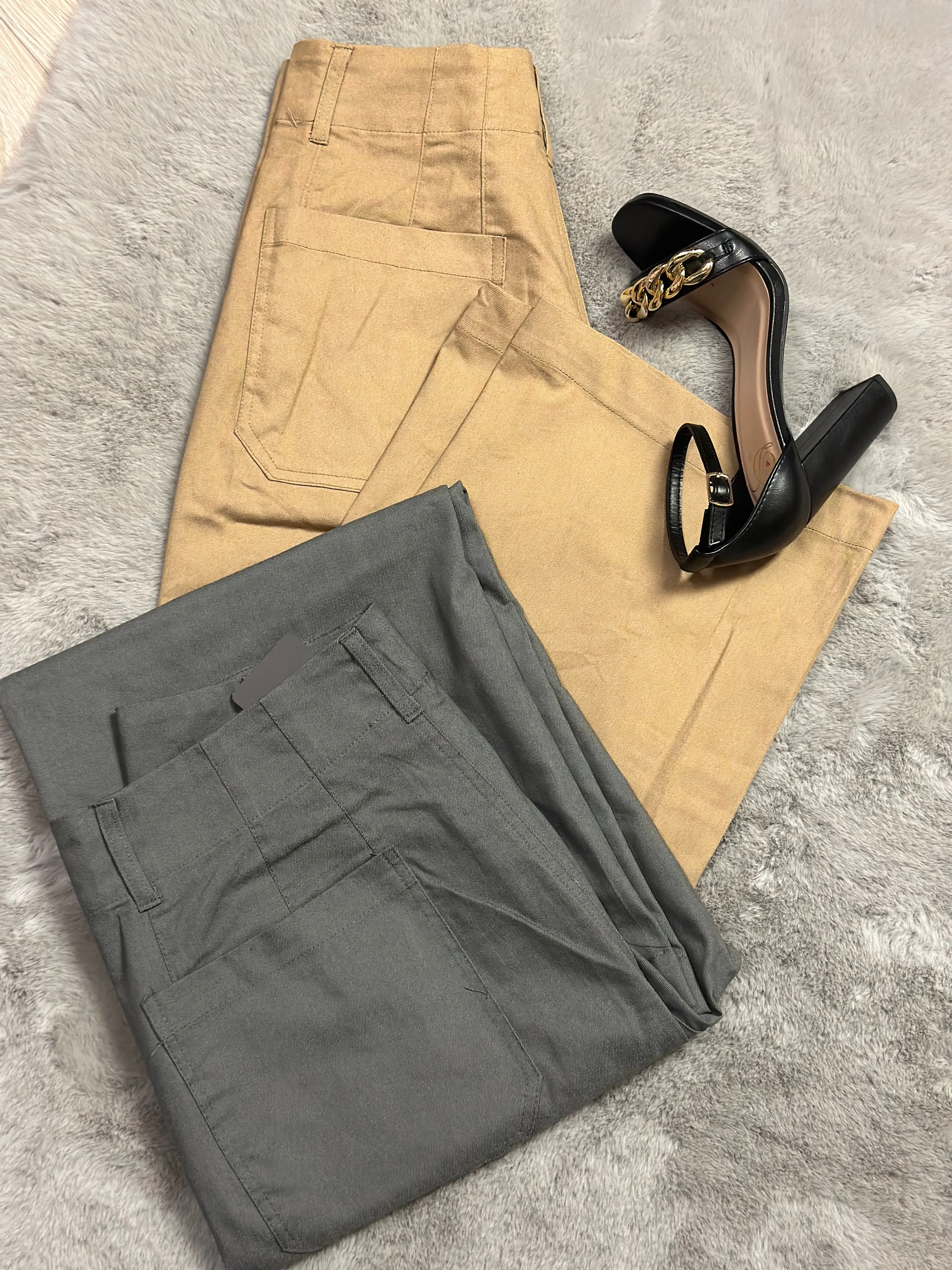 Women Ankle Cropped Summer Pants/Khaki-TG1175