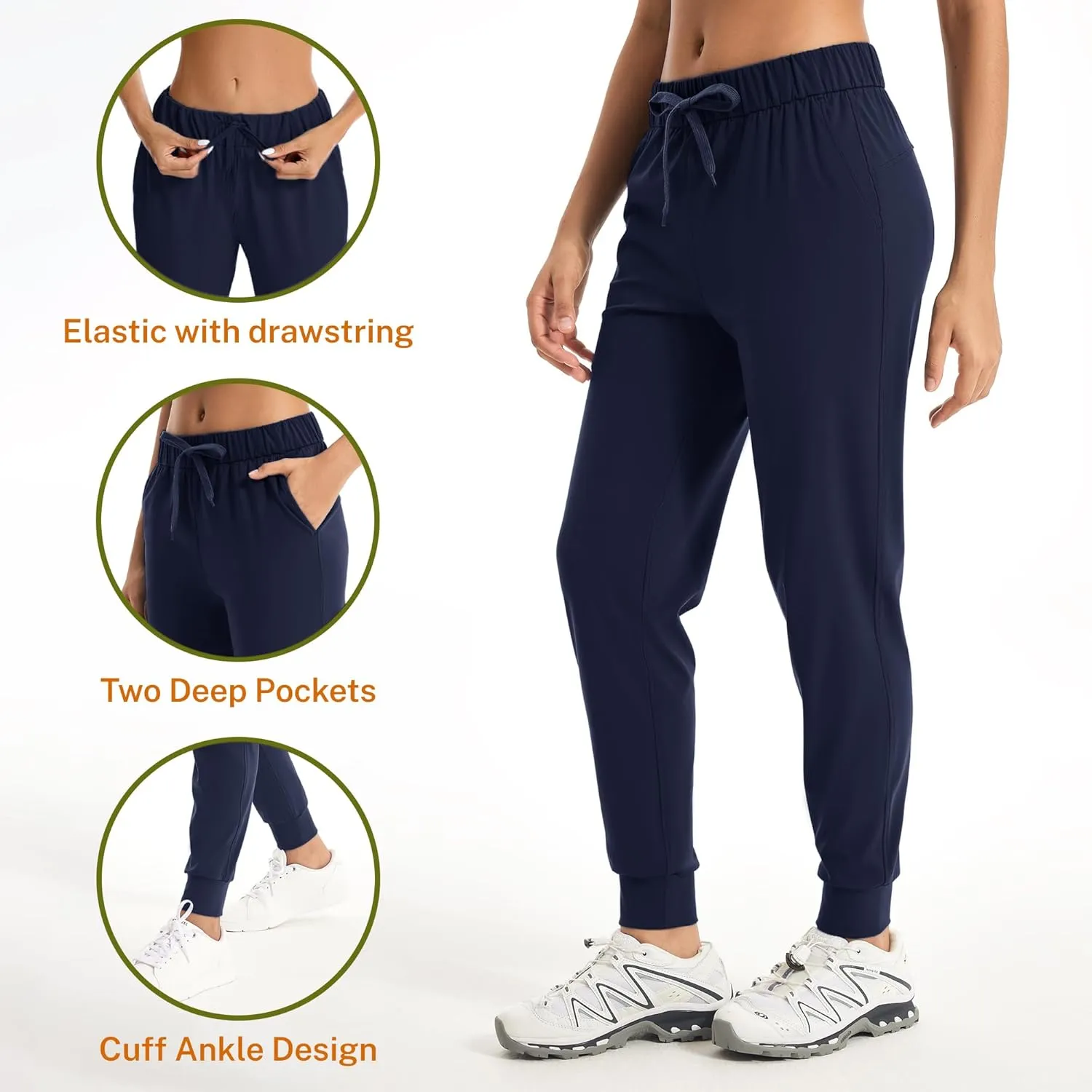 Women's Joggers Pants with Pockets Drawstring Running Sweatpants Workout Casual Tapered Pants