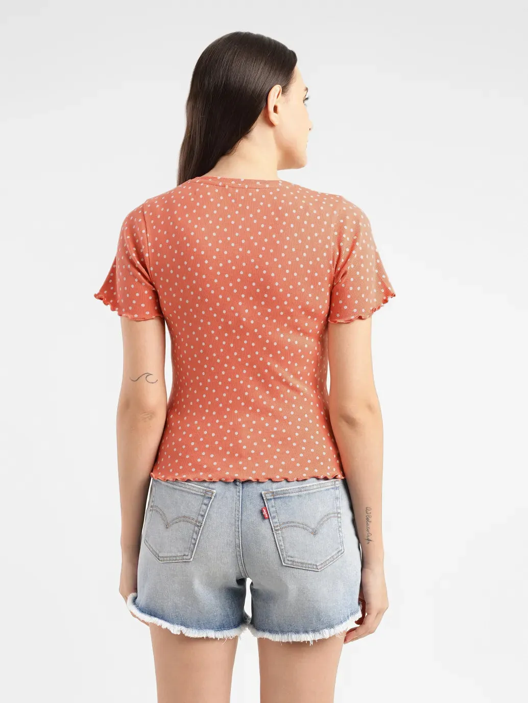 Women's Polka Dot Crew Neck Top