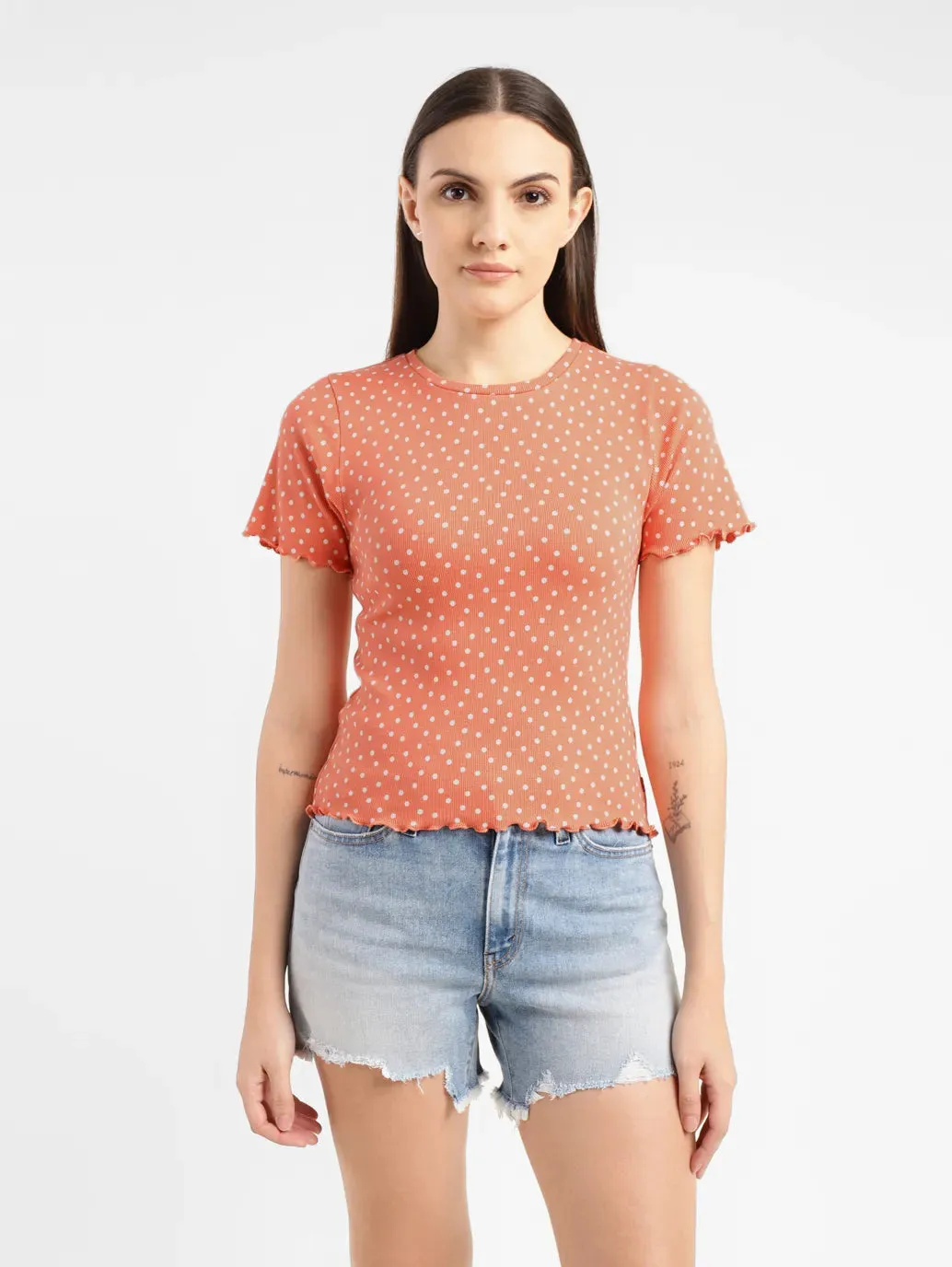 Women's Polka Dot Crew Neck Top