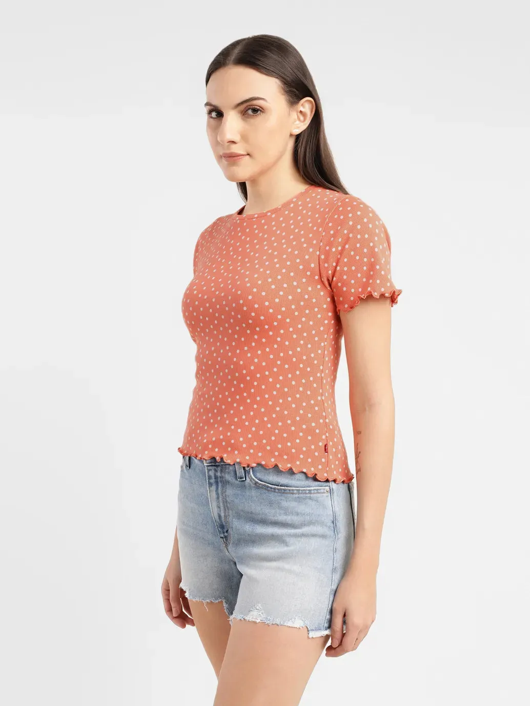 Women's Polka Dot Crew Neck Top
