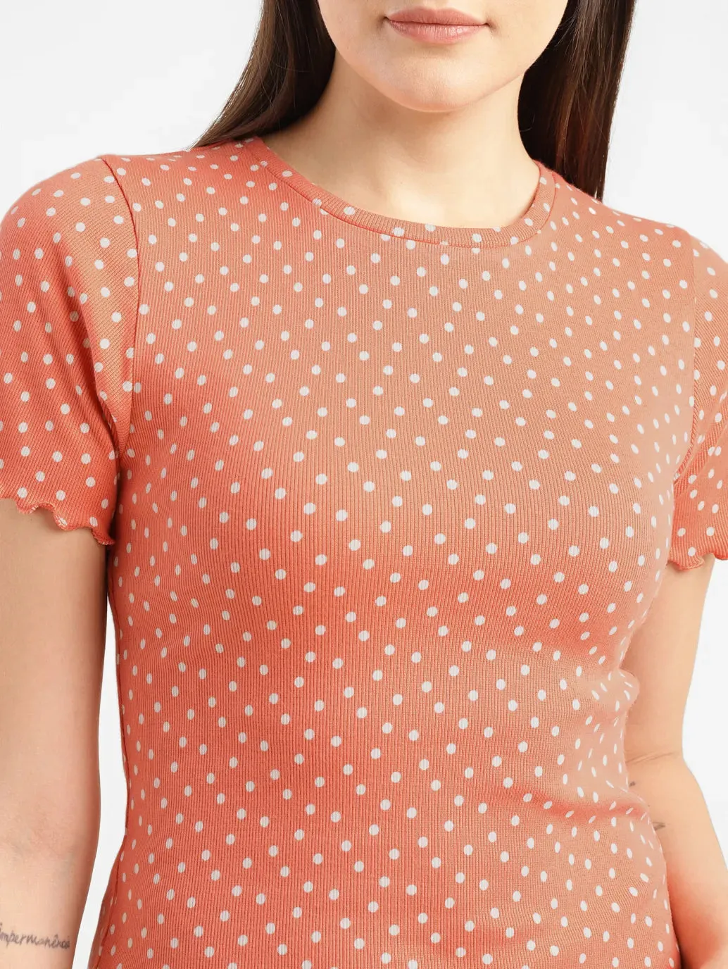 Women's Polka Dot Crew Neck Top