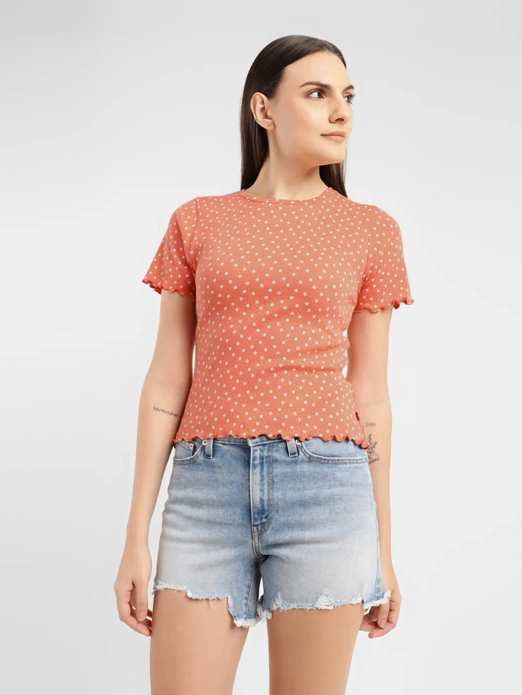 Women's Polka Dot Crew Neck Top