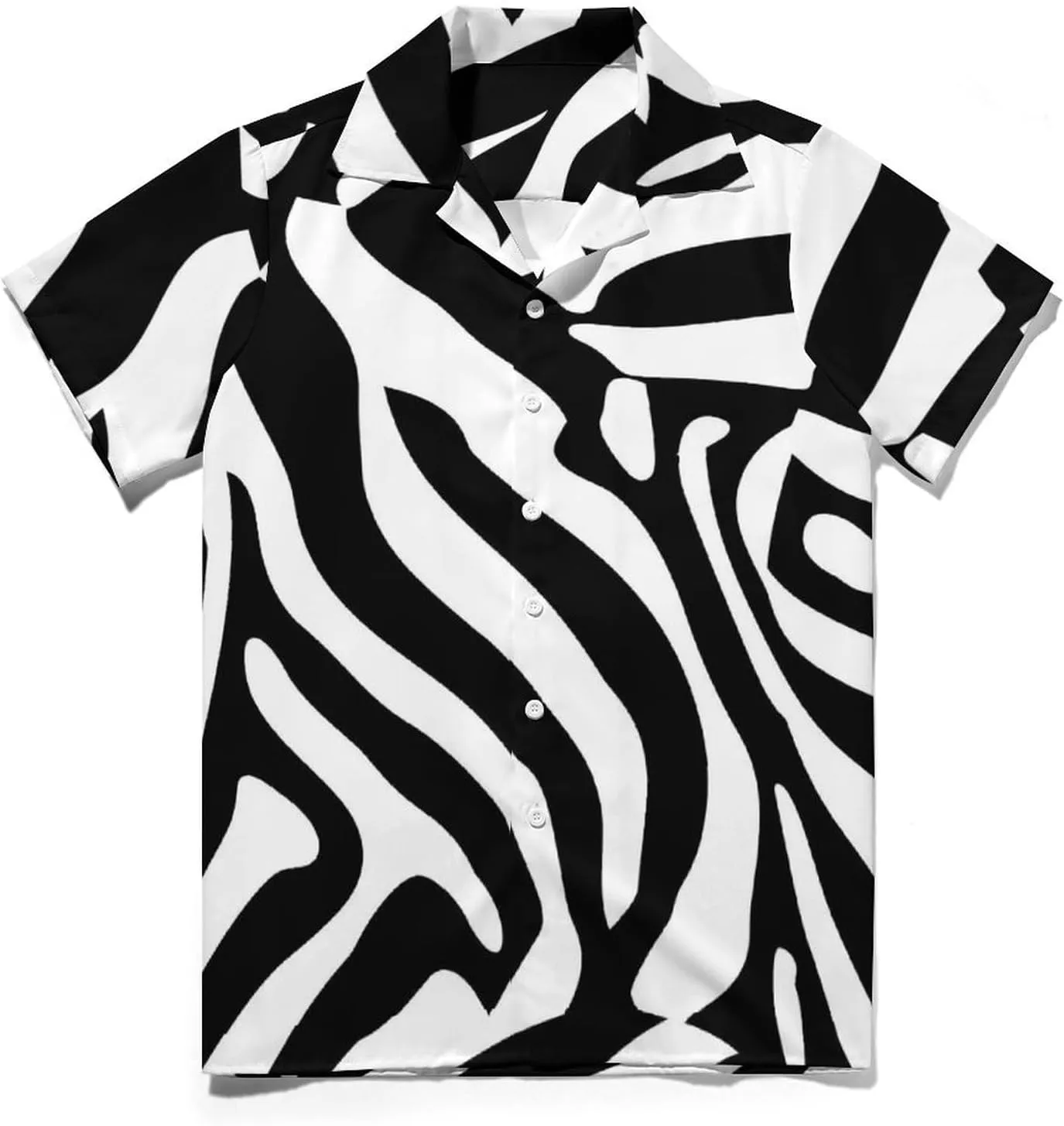 Zebra Print Men's Hawaiian Shirt Cuban Collar Shirt Short Sleeve Button Down Tops Beach T Shirts
