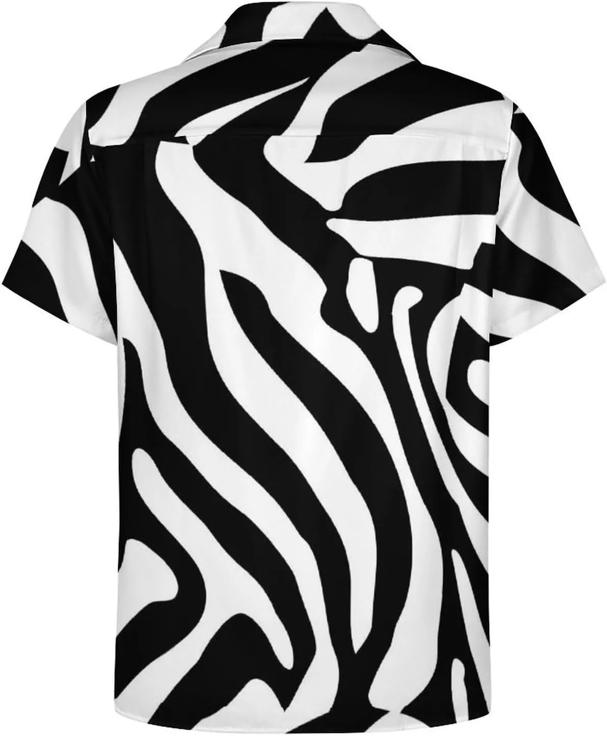 Zebra Print Men's Hawaiian Shirt Cuban Collar Shirt Short Sleeve Button Down Tops Beach T Shirts